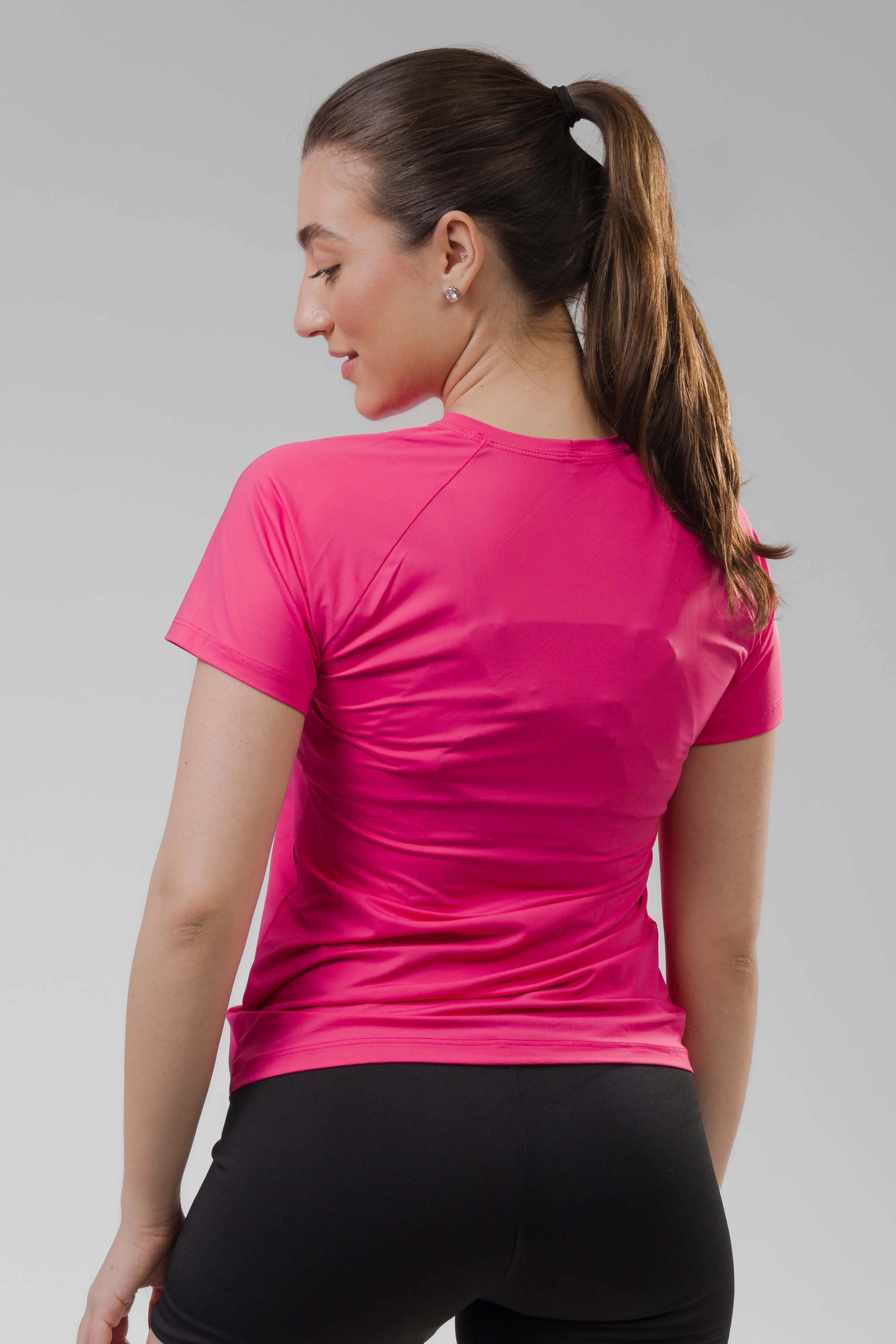 Camiseta Feminina UV+ Rosa Shock - Manga Curta
