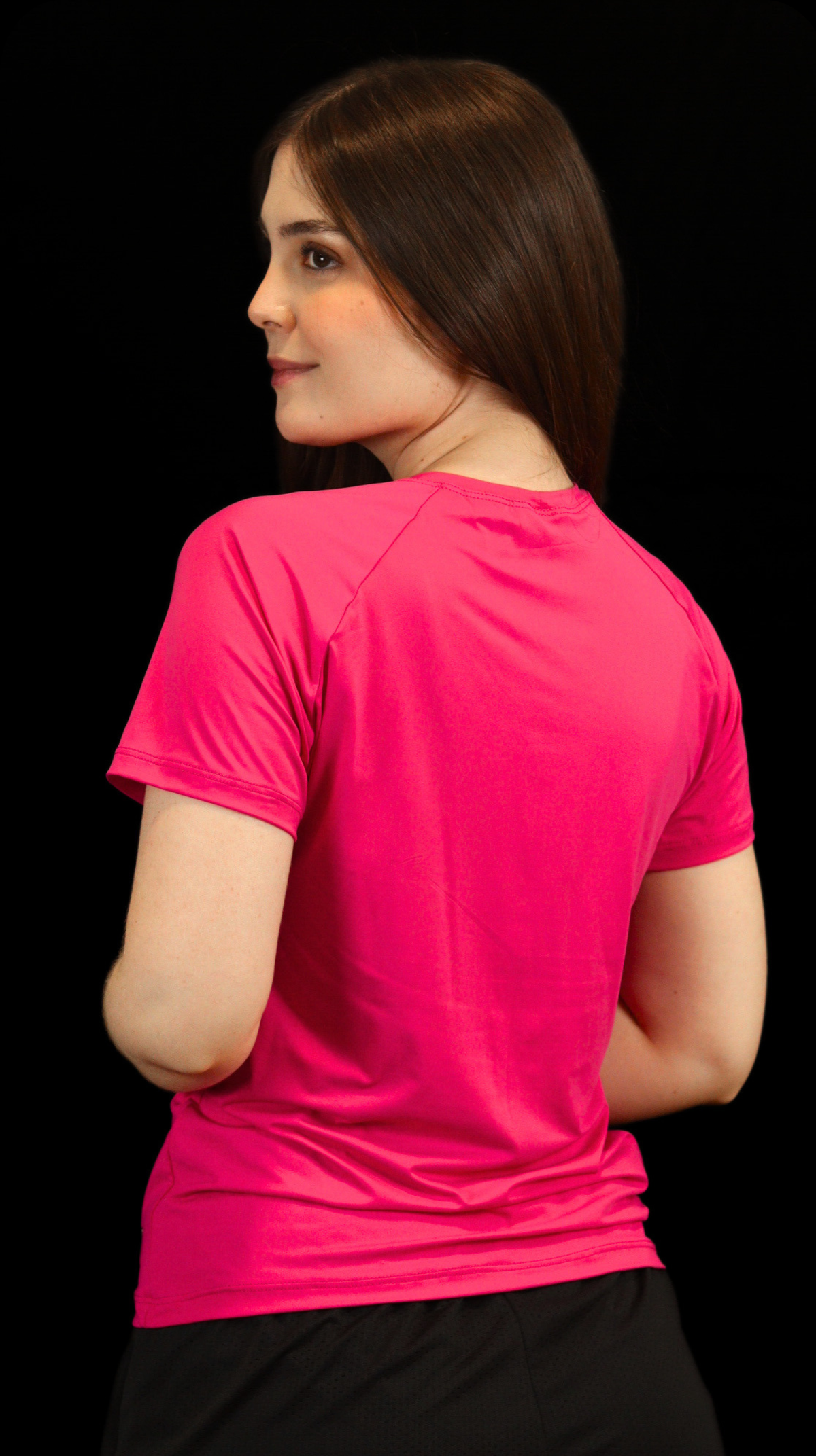 Camiseta Feminina  UV+ Rosa Shock- Manga Curta