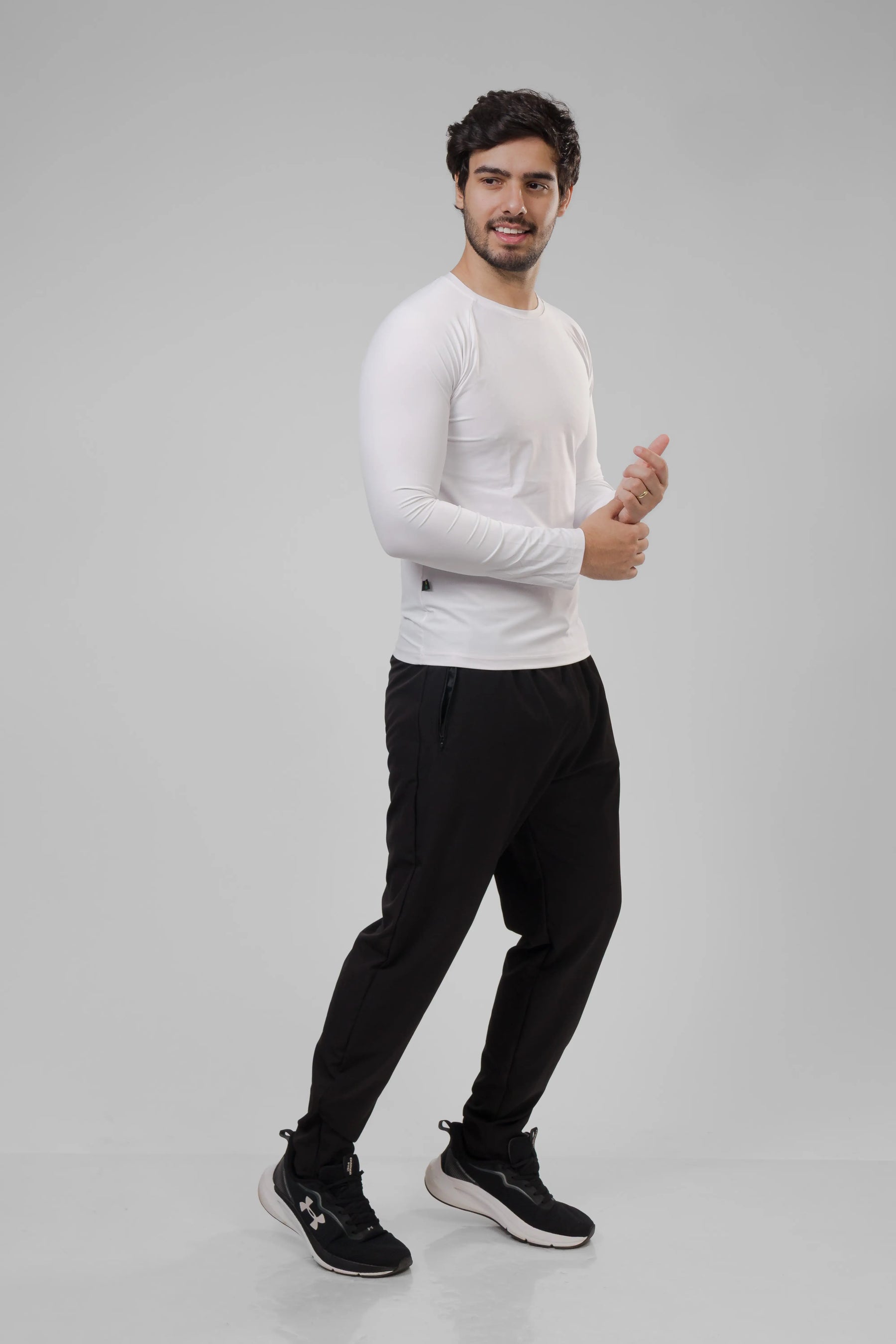 Camiseta Masculina  UV+ Branca - Manga Longa
