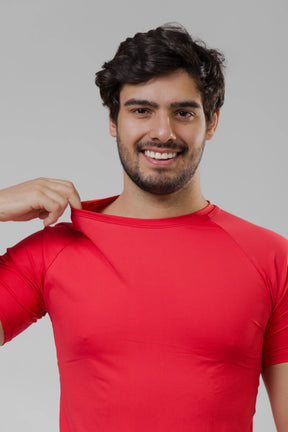 Camiseta Masculina  UV+ Vermelha - Manga Curta