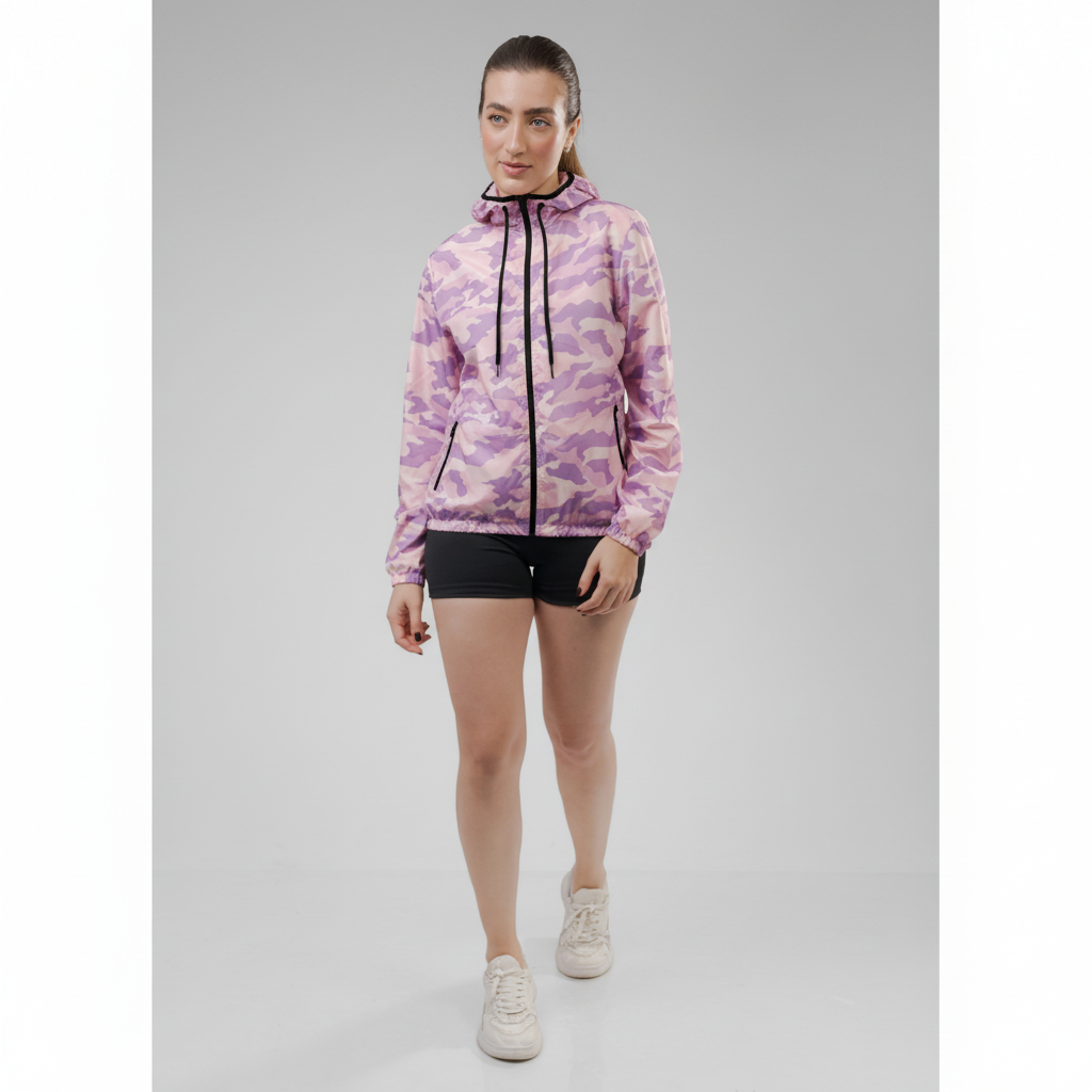 Jaqueta Corta Vento Feminina  - Camuflada Rosa