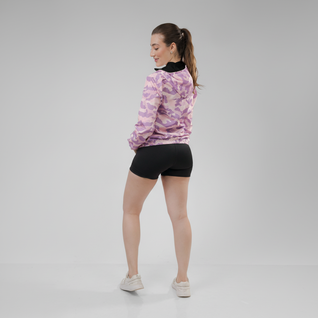 Jaqueta Corta Vento Feminina  - Camuflada Rosa