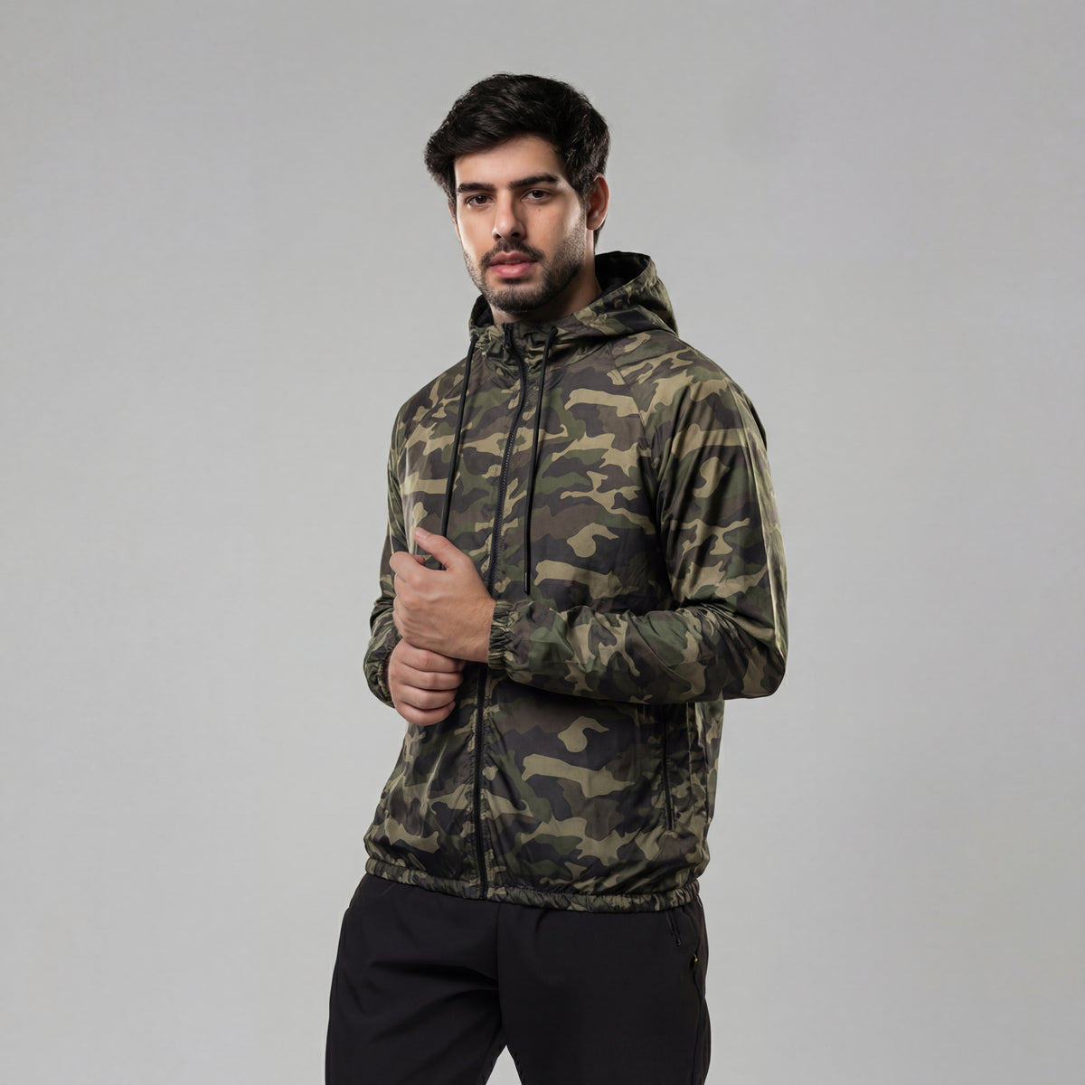 Jaqueta Corta Vento Masculina - Camuflada Verde