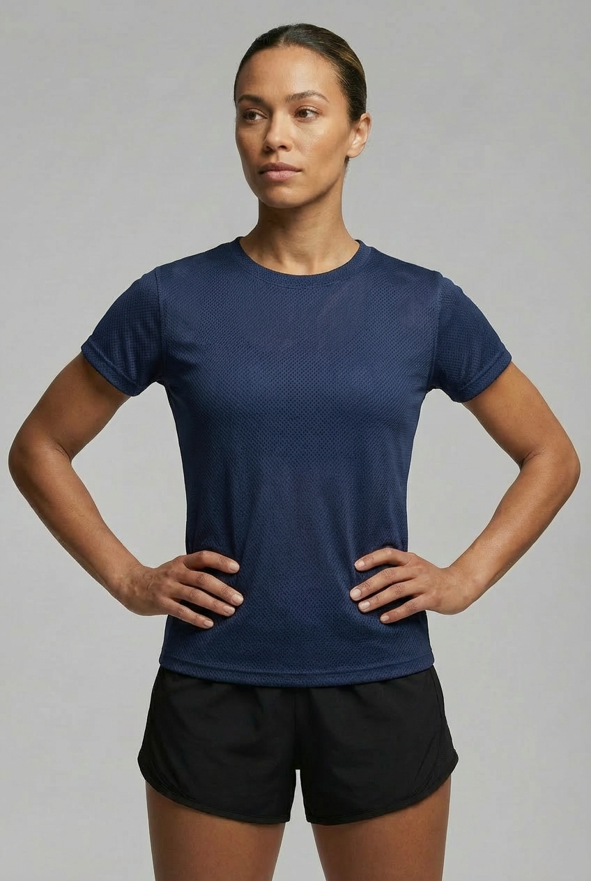 Camiseta Feminina Dry Fit UV Azul Marinho