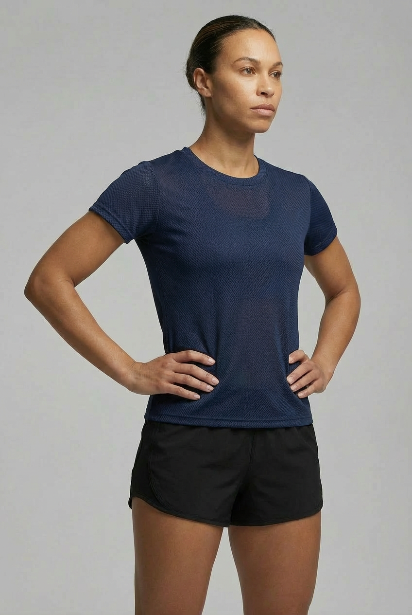 Camiseta Feminina Dry Fit UV Azul Marinho