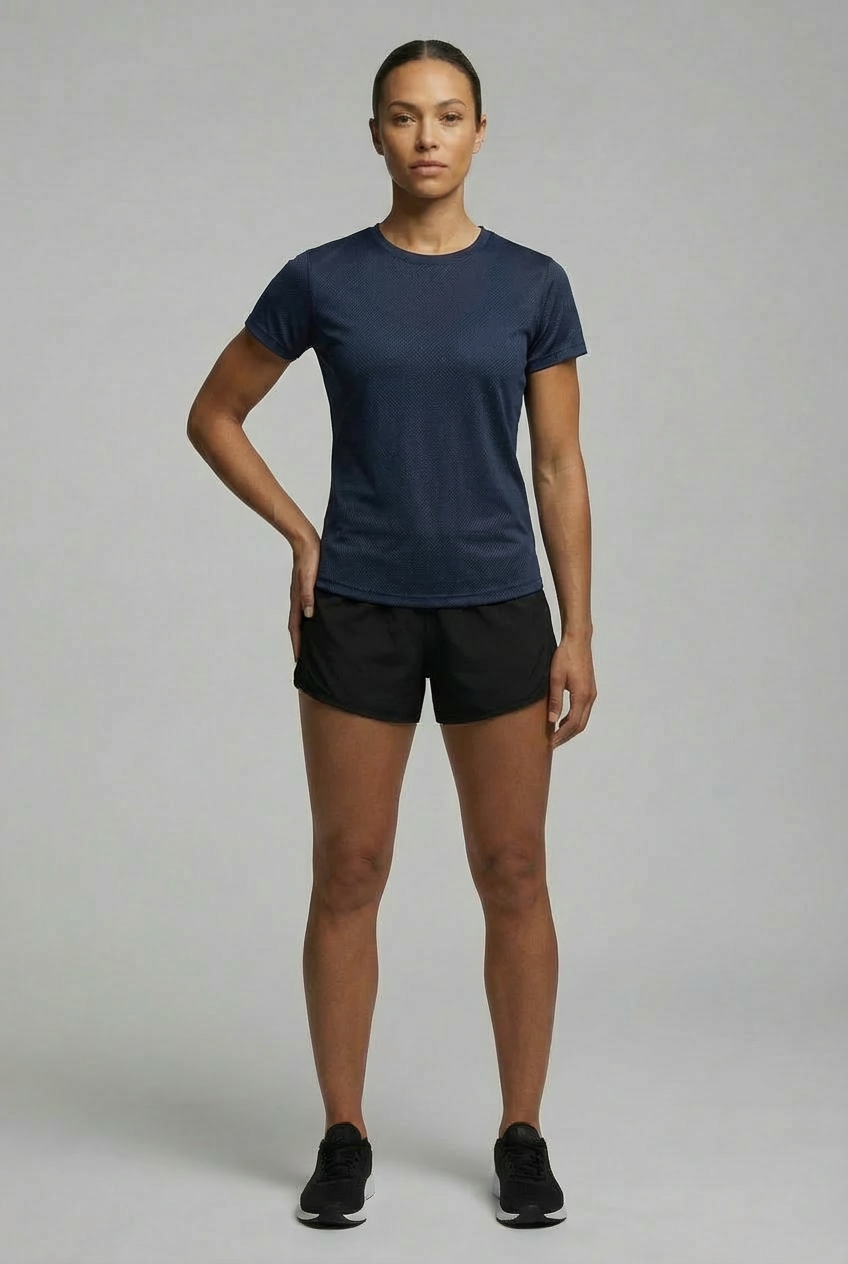 Camiseta Feminina Dry Fit UV Azul Marinho