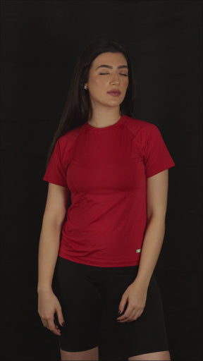 Camiseta Feminina  UV+ Vermelha - Manga Curta